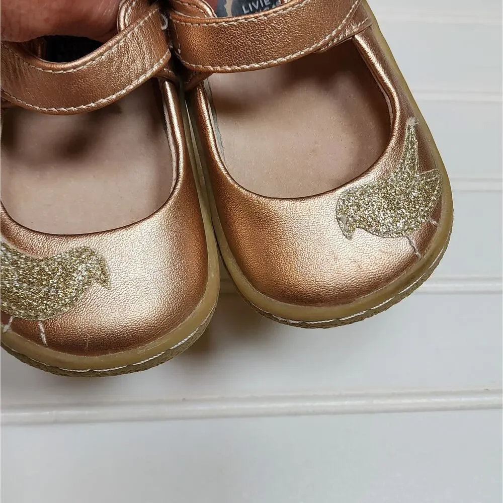 Live & Luca Girls Pio Pio Leather Mary Jane Shoes Size 4 Toddler Rose Gold